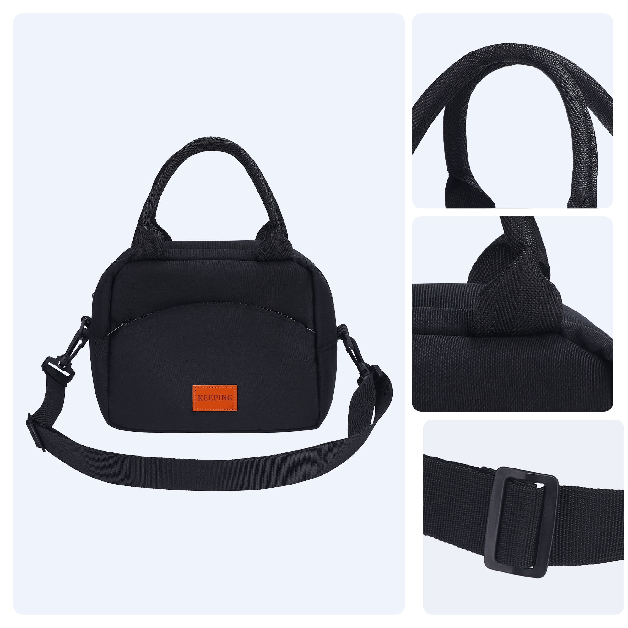 Unique Bargains Insulated Lunch Bag for Office, Picnic Black