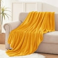 thumbnail image 5 of Exclusivo Mezcla Large Flannel Fleece Velvet Plush Throw Blanket - 50" x 70" (Mustard Yellow), 5 of 7