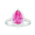 thumbnail image 4 of Rosec Jewels Lab Grown Pink Sapphire Teardrop Engagement Ring with Halo - Pink Sapphire Diamond Ring (7X10 mm Pear Shape), 10K White Gold, US 3.50, 4 of 9