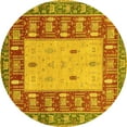 thumbnail image 1 of Ahgly Company Machine Washable Indoor Round Abstract Yellow Modern Area Rugs, 4' Round, 1 of 4