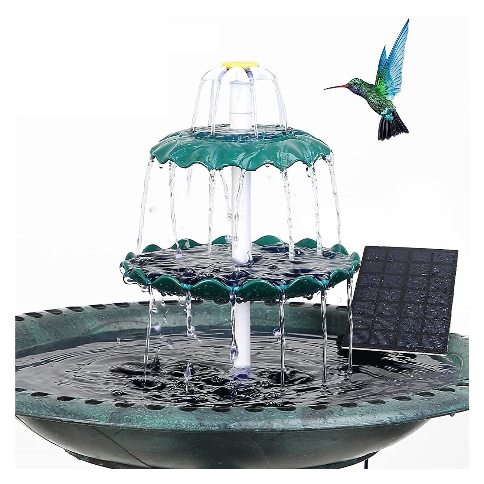 3 Tiered Bird Bath With 2.5W Solar Fountain Pump, DIY Solar Fountain Detachable And Suitable For Bird Bath, Garden Decoration