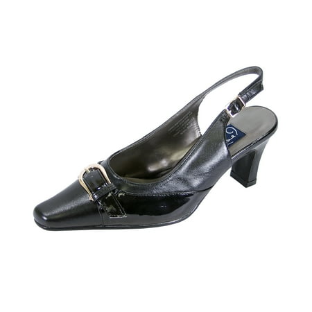 

PEERAGE Steph Women s Wide Width Leather Slingback BLACK 10