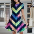 thumbnail image 2 of Colorful Chevron Pattern Women's Classic Swing Skater Dress Casual Work Party Cocktail Dresses, 2 of 6