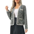 thumbnail image 4 of INSPIRE CHIC Women's Tweed Cardigan Long Sleeve Open Front Business Casual Knit Jacket for Dress L Black, 4 of 4