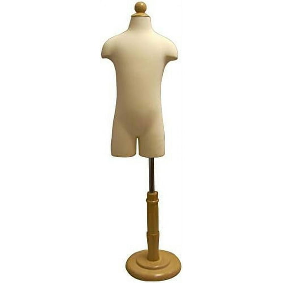 Childs Dress Form 3-4 Year Old Pinnable Kids Dress Form Infant Mannequin with Round Wooden Base and Neck Top #11C4T