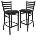 thumbnail image 1 of 2 Pk. HERCULES Series Black Ladder Back Metal Restaurant Barstool - Black Vinyl Seat, 1 of 8