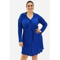 thumbnail image 1 of Vestido de satín plisado Roman Fashion Tallas Extras 12248 Azul petroleo 42, 1 of 7