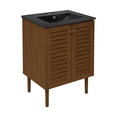 thumbnail image 3 of Bron 24" Freestanding Bathroom Vanity in Brown Oak with Black Sink Top, 3 of 7