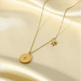 thumbnail image 2 of Women Roxanne Necklace 18k - Gold Plated Minimalist Trendy Starburst Coin with Cz Disc Pendant Necklace for Woman, 2 of 4