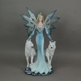thumbnail image 5 of Snow Fairy in Fur Lined Gown w/ 2 Arctic Wolves Statue 24 Inches High, 5 of 5