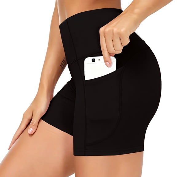 High Waist Biker Shorts for Women 6"/ 8"/10" Tummy Control, Yoga Workout Running Gym Shorts with Pockets for Summer