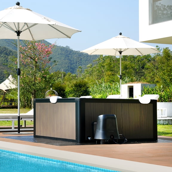 RELXTIME 4-6 Person Aluminum Alloy Foam Spa with 80 Bubble Nozzles Jacuzzi with External Control Cabinet