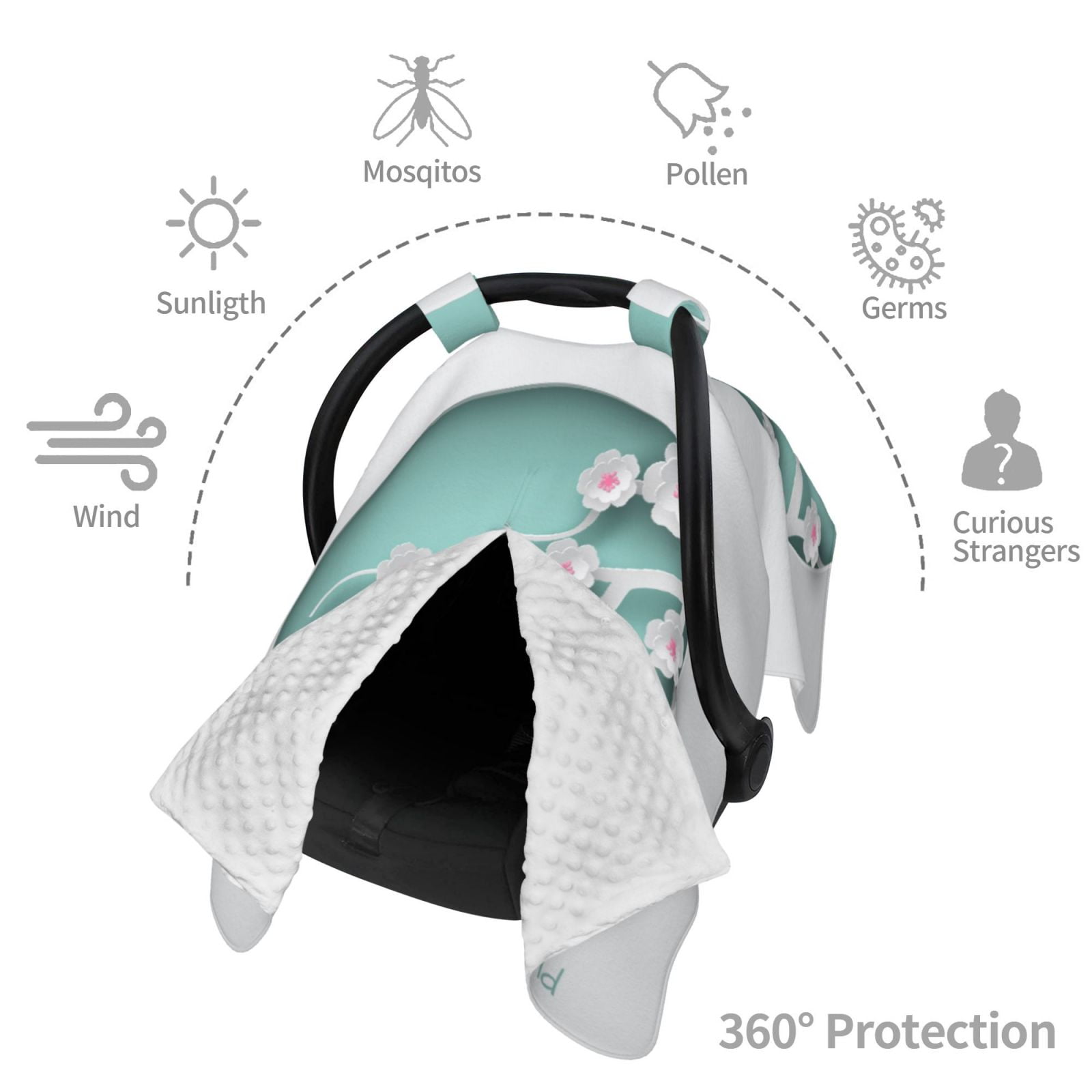 Car Seat Cover Baby - Happy Mother's Day (4) Breathable Infant Car Seat Cover for Baby Carseat, Lightweight Comfort Baby Essentials Must Haves Newborn Stuff for Girl Boy