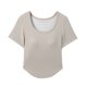 thumbnail image 3 of Tops de Manga Corta de las Mujeres Casual, Moda de Color Sólido, con la Almohadilla de Pecho Top de Pijama para las Mujeres, 3 of 7