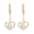 thumbnail image 1 of 1 par de pendientes de circonita para mujer, sencillos, con forma de corazón, huecos, colgantes, pendientes, joyería decorativa (dorado), 1 of 5