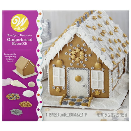 Wilton Ready-to-Decorate Dazzling Gingerbread House Decorating Kit, Bling