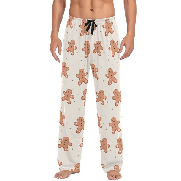 Men's Lightweight Pajama Bottoms Gingerbread Men Style Design Stretch Elastic Waist Side Pockets Spring Fall
