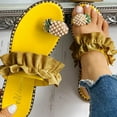 thumbnail image 2 of Anuirheih Sandals for Women Flat,Cute Pearls Pineapple Sandals Clip Toe Flip Flops Boho Casual Flat Slippers Beach Shoes(Yellow), 2 of 8