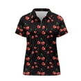 thumbnail image 4 of Garronmavis Golf Shirt Women Zip Up Size XS Zipper Athletic Tennis Shirts Short Sleeve Collar Shirts Workout Athletic Womens Fruit Golf Shirt, Cherry, 4 of 7
