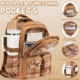 thumbnail image 3 of 3PCS Kawaii Strawberry Backpack with Lunch Box Pencil Case, Checkered Bow Waterproof Backpack School Bookbag Set, 3 of 9