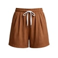 thumbnail image 4 of Women's Soft Cotton Drawstring Mid Waist Shorts, Tummy Control Elastic Waist Lightweight Summer Shorts, Casual Travel Beach Vacation Yoga Lounge Daily Essentials Relaxed Fit, 4 of 5