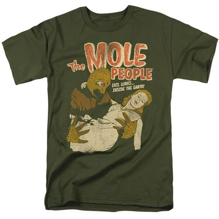 Trevco Sportswear UNI1270-AT-3 Universal Monsters & The Mole People-Short Sleeve Adult 18-1 T-Shirt, Military Green - Large