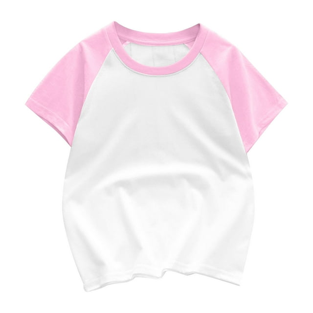 vdgthytj T-Shirts Raglan d'Été pour Enfants, Tout-Petits Filles Garçons, à Blocs de Couleur, Col Ras du Cou, Manches Courtes, Décontractés, Basiques, Hauts, Tees 3-12 Ans