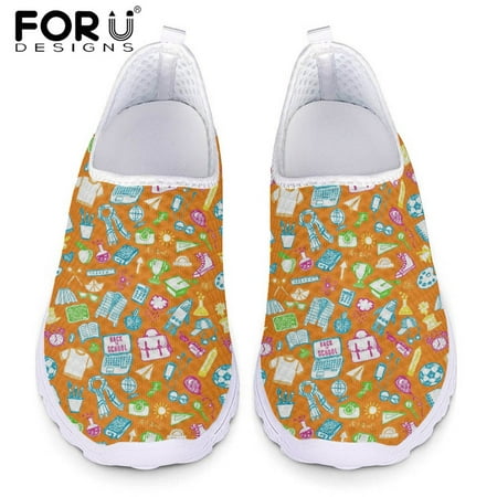 

FORUDESIGNS Happy Teacher s Day Pattern Woman Slip On Sneakers Mesh Shoes for Women Lightweight Footwear Gifts for Teacher