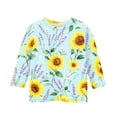thumbnail image 4 of Cute Summer Tops for Girls Size 10-12 Casual 3/4 Sleeve Crew Neck Girls Shirts Funny Daisy Printed T-Shirts Girls Fashion Tunic Tops Blue 11-12 Years, 4 of 5