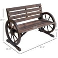 thumbnail image 2 of NALYL 41" Wooden Wagon Wheel Bench, Rustic Outdoor Patio Weather Resistance Furniture, 2-Person Slatted Seat Bench with Backrest, Carbonized, 2 of 8