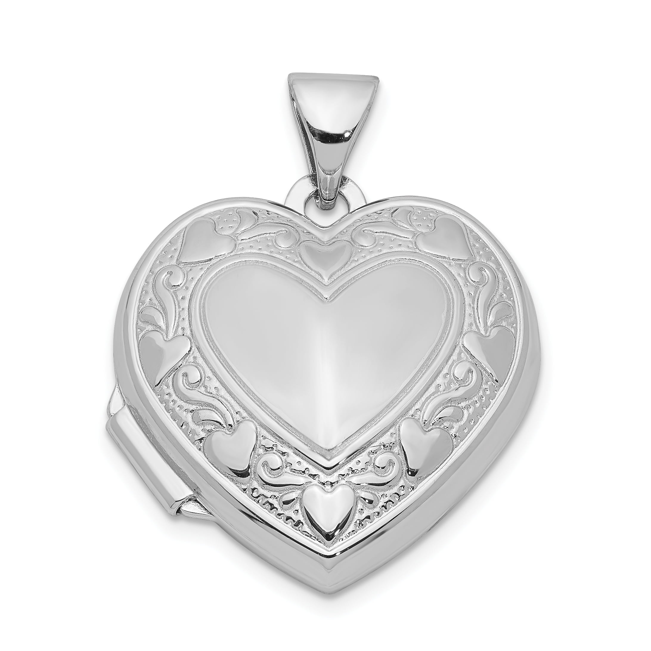 925 Sterling Silver Textured 18mm Floral Heart Photo Pendant Charm Locket Chain Necklace That Holds Pictures Flower Gardening Fine Jewelry For Women Gifts For Her 