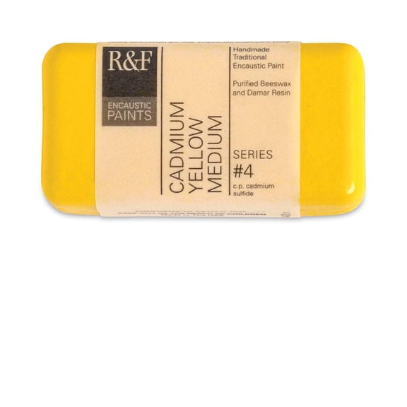 R&F Handmade Paints - Encaustic Paint Cake - 40ml Cakes - Cadmium Yellow Medium