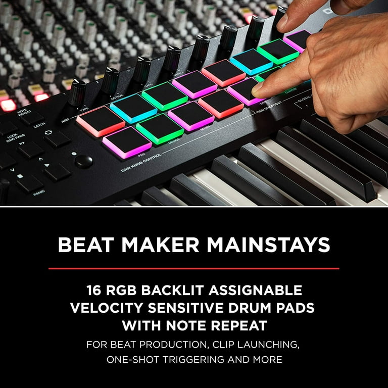 M Audio Oxygen Pro 61 Key USB MIDI Keyboard Controller with Beat Pads Assignable knobs Buttons faders and Software suite included