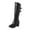 Black, variant on Fesfesfes Womens Hiking Boots High Heel Square Heel Shoes Pointed Zip Shoes Winter Synthetic Knee-high US:4.5(35)