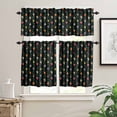 thumbnail image 2 of Christmas Colorful Kitchen Curtains and Valances Set, Xmas Balls Bells Stars Berry Black Rod Pocket Window Valance 18 Inch Window Curtain Panels for Living Room Bedroom Laundry, 27.5x36in, 3 Pieces, 2 of 7