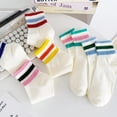 thumbnail image 7 of Retro Striped Mini Crew Socks Casual Novelty Fashion Vintage Athletic Cotton Ankle Socks for Women Men, 7 of 7