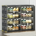 thumbnail image 4 of JEKO&JEKO 4-Tier Double Column Foldable Shoe Storage Rack with Magnetic Doors, Black, 4 of 6