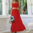 thumbnail image 2 of Elainilye Fashion Women Dresses Open Waist Sexy Lace Strap Spliced Large Dress Set Sleeveless Evening Gown Dress,Red, 2 of 6