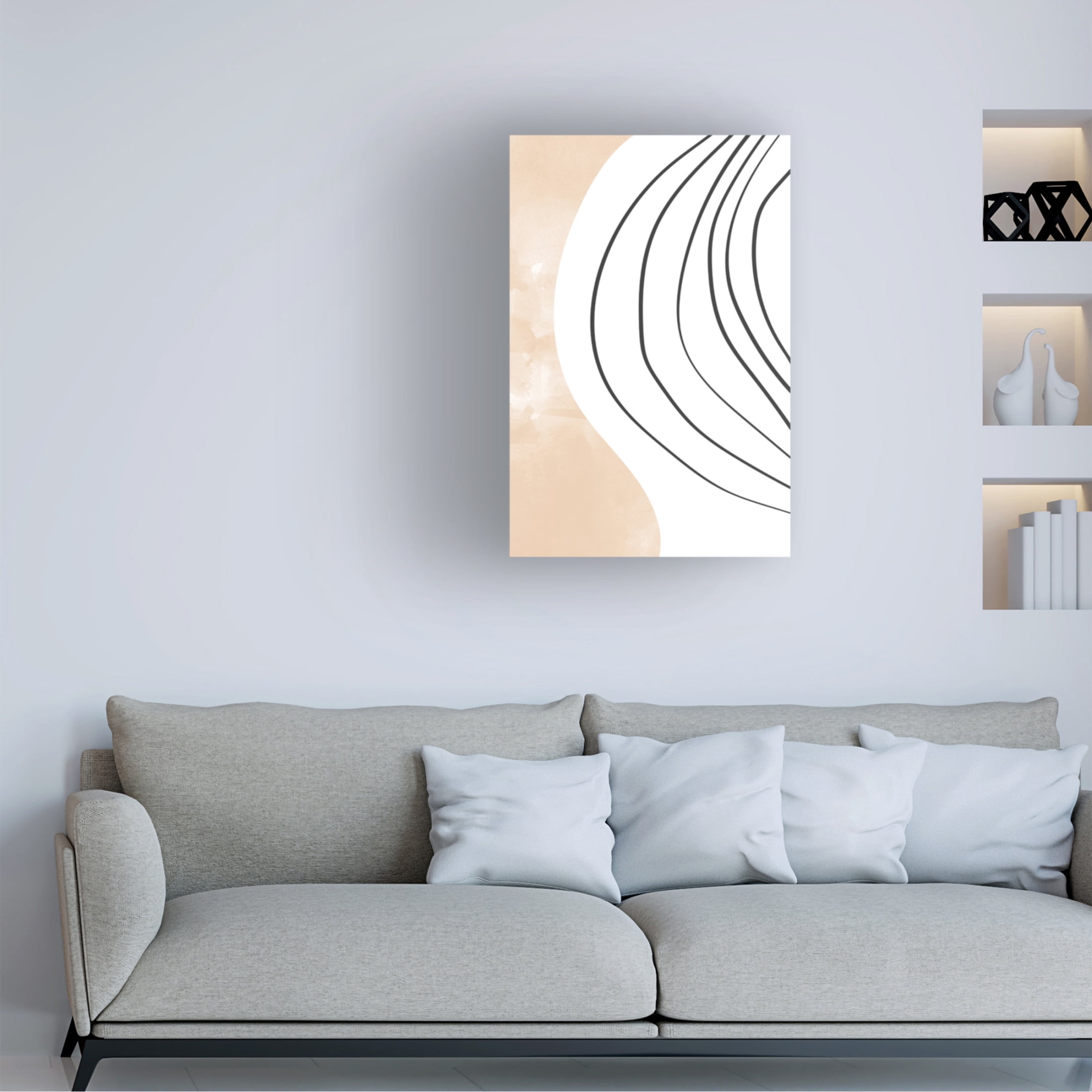 Trademark Fine Art Melloi Art Prints Beige Black Line Art Canvas Wall Art
