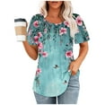 thumbnail image 6 of Hvyesh Summer Tops for Women 2025 Cute Floral Graphic Tee Shirt Dressy Round Neck Short Sleeve Tunic Pullover Petite Ladies Blouses, 6 of 6
