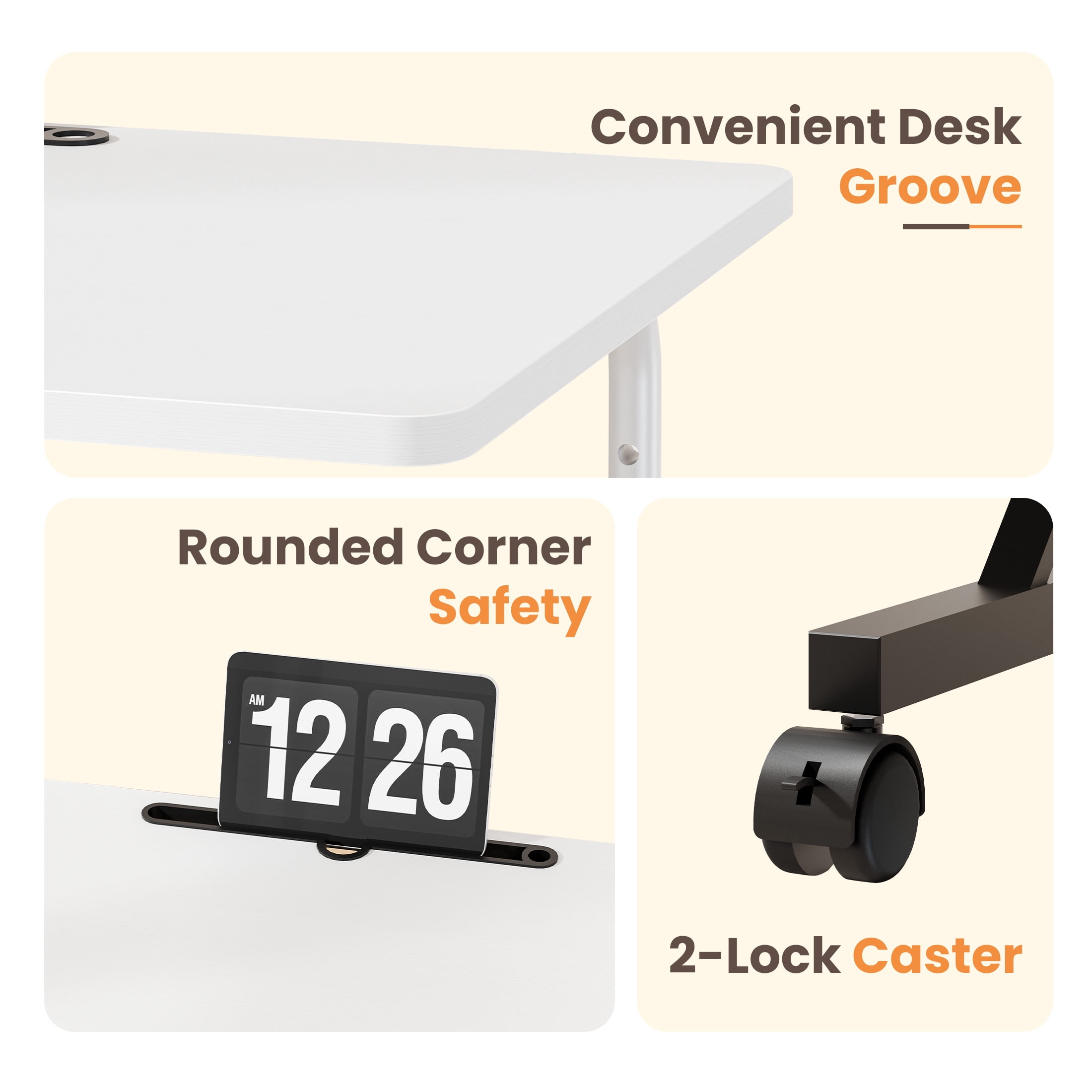 EDX Small Height Adjustable Standing Desk with Wheels, Mobile Rolling Computer Desk for Home Office, Sit Stand Laptop Desk for Walking Pad, White