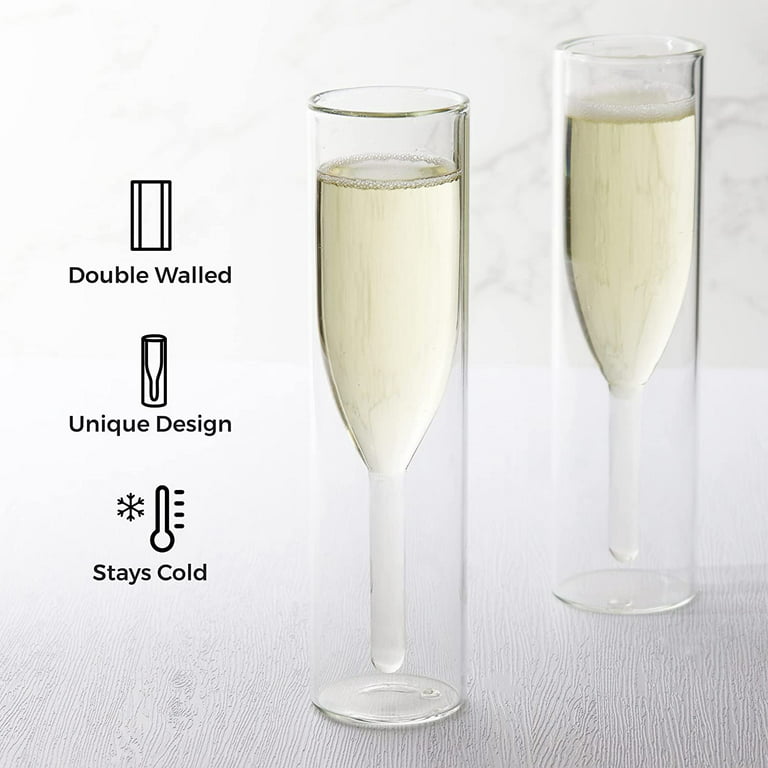 Cork Genius Insulated Stemless Champagne Flutes, 4.25 Oz Double Walled  Champagne Glasses, Dishwasher-Safe, Drinking Glasses for Wedding,  Bridesmaid