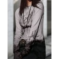 thumbnail image 6 of Graphic Tees for Women Teen Girls Aesthetic Grunge Gothic Clothes Y2k Shirt Knit Basic Long Sleeve Top Fall Grey XL, 6 of 8