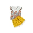 thumbnail image 3 of Baby Girls 2Pcs Summer Outfits, Ruffle Sleeve T-Shirt + Shorts, 3 of 9