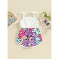 thumbnail image 4 of Bslissey Toddler Baby Girls Camisole Romper Cute Bear Print Sleeveless Shorts Jumpsuit 6M 12M 18M 24M 3T 4T Kids Summer Overalls for Casual Daily, 4 of 8