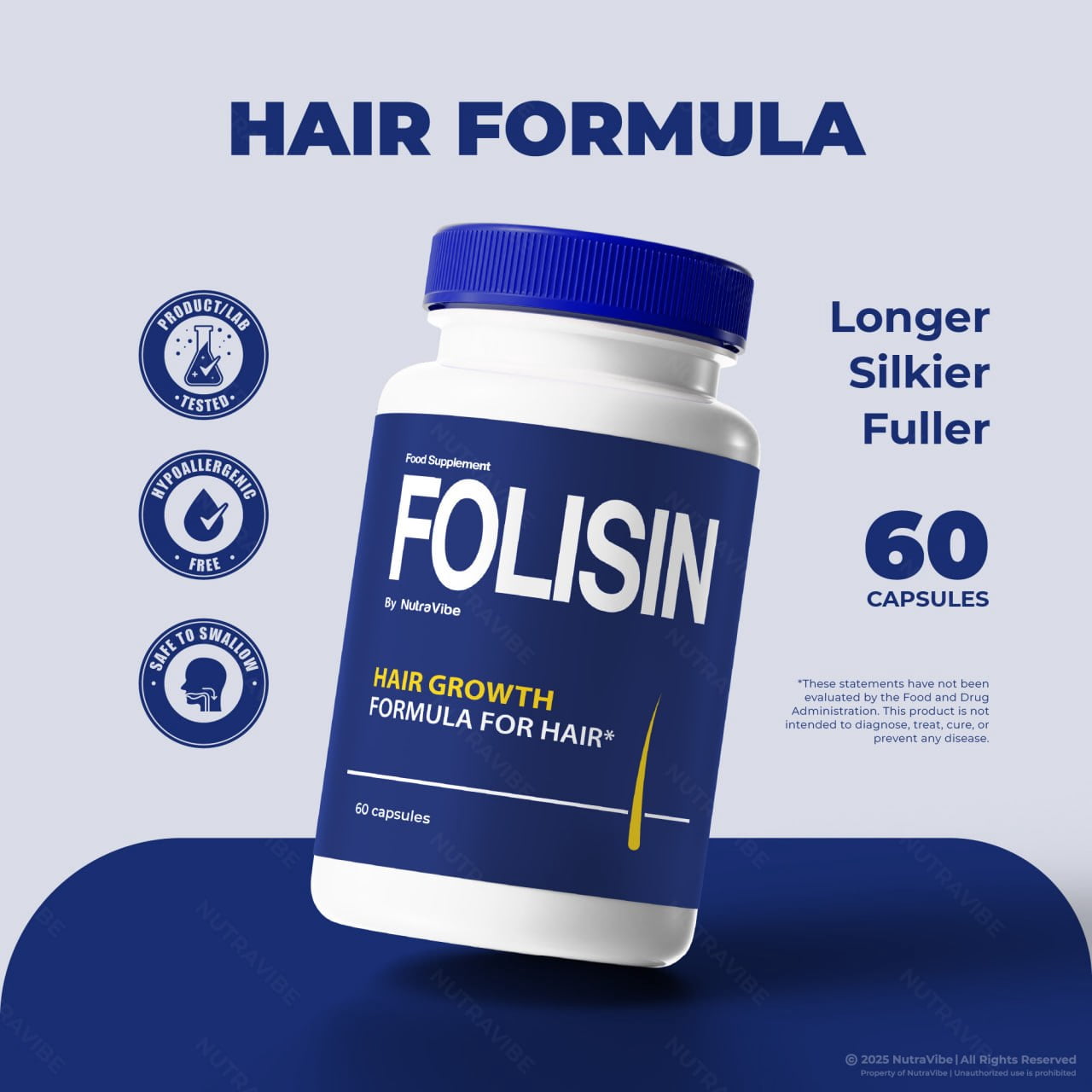 Folisin Hair Growth Supplement, Official Formula, Advanced Hair Care Pills for Thicker, Fuller, and Healthier Hair, The Ultimate Hair Revival and Regrowth Solution, Foli Sin Reviews (60 Capsules)