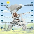 thumbnail image 6 of Juiluna Baby Tricycle, 7 in 1 Folding Toddler Bike w/Removable Adjustable Push Handle, Canopy, Rotatable Seat, Safety Harness, Cup Holder & Storage, Trike for 1-5 Year Old, 6 of 9