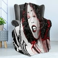 thumbnail image 4 of African Soft Flannel Fleece Throw Blanket, American Girl Singing Saxophone Player Popular Sound Design, Cozy Plush for Indoor and Outdoor Use, 50" x 70", Black Pale Grey, by Ambesonne, 4 of 5
