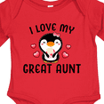 thumbnail image 4 of Inktastic I Love My Great Aunt with Cute Penguin and Hearts Girls Long Sleeve Baby Bodysuit, 4 of 5