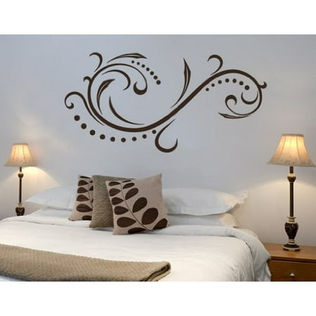 Floral Wall Stickers Calm Wave Floral Ornament Wall Decal - Wall Sticker, Vinyl Wall Art, Home Decor, Wall Mural - 1776 - 59in x 29in, Sage ()